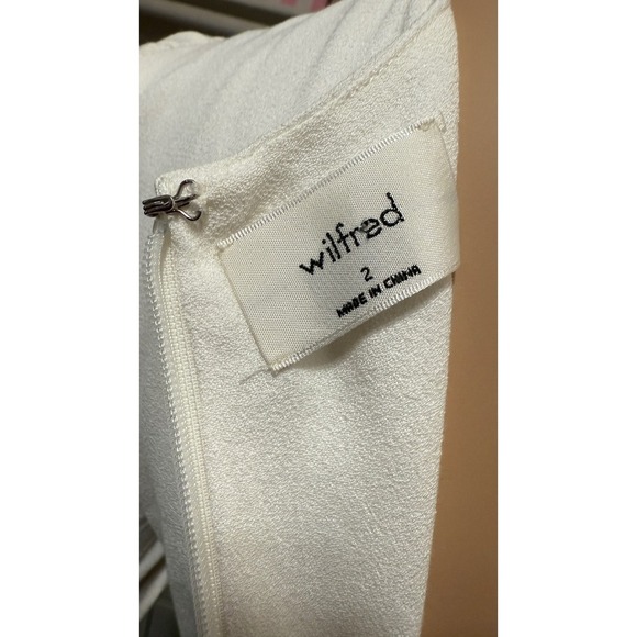 Wilfred Aritzia White Puff Sleeve Midi Dress Sweetheart Neck Ruched Size 2 - Picture 4 of 15